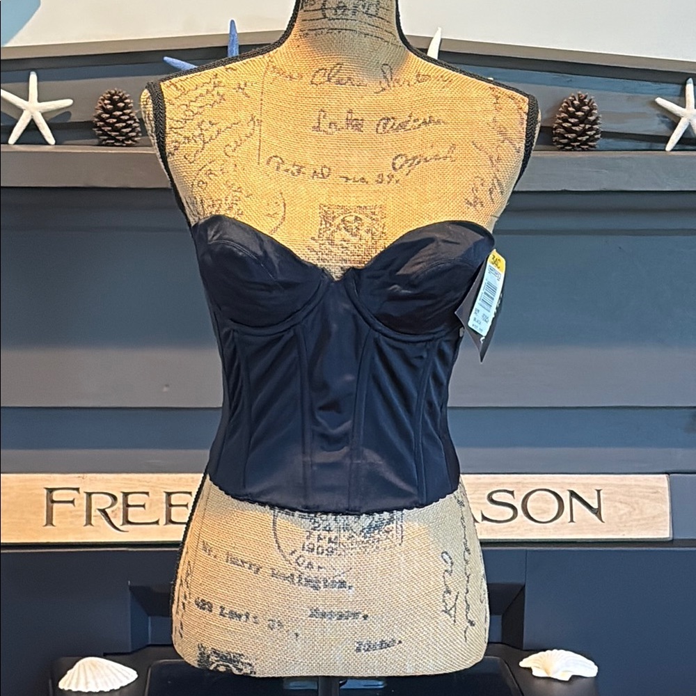 Natori Bustier Top Black Size 34C NWT